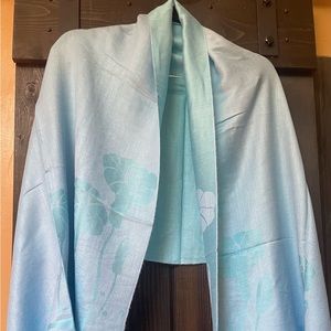 NWT Elegant Tone on Tone Powder Blue Pashmina Shawl Wrap 80” Long